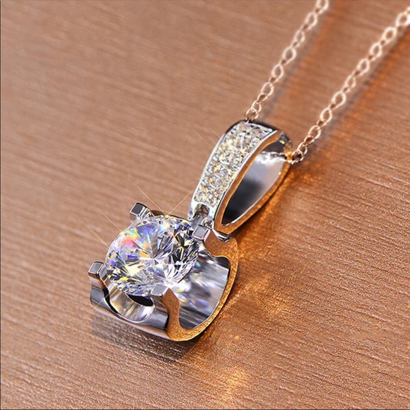 New 925 Silver Women’s Beautiful Diamond Necklace - Picture 2 of 5